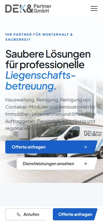 Startseite von DEK & Partner auf dem Handy